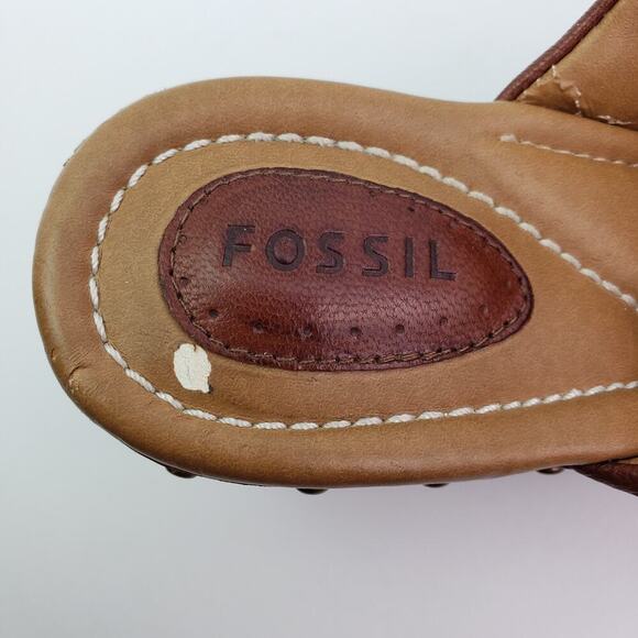 Vintage Fossil Womens Size 6 Brown Slip On Mule Clog Shoes DAMAGED - Picture 11 of 13